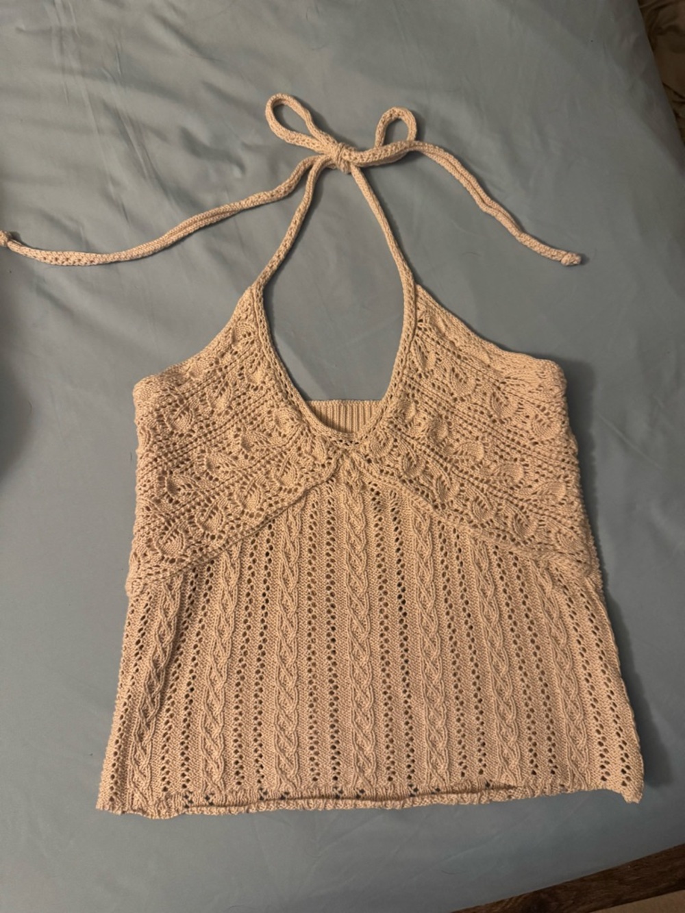 Lulu's Cream Crochet Halter Tank Top